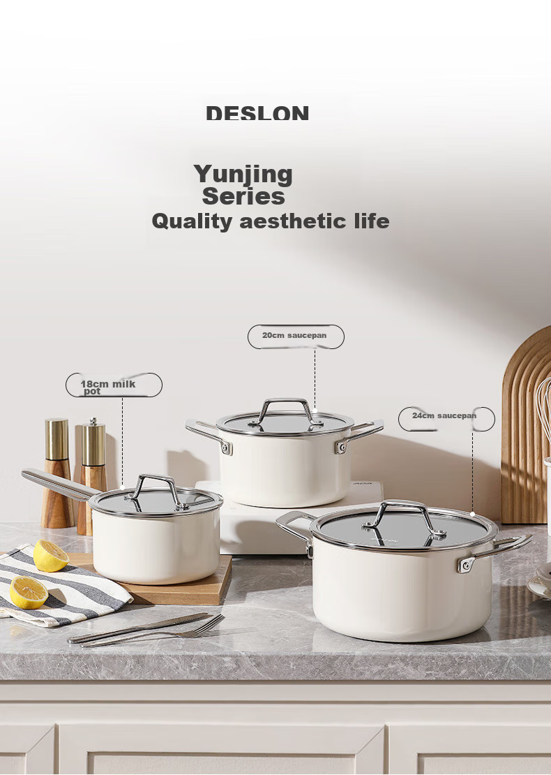 DES LON (DESLON) Enamel Milk Pot Non-Stick Pan Baby Food Pot for Boiling Milk, 18cm, Compatible with Gas And Induction Cooktops 11
