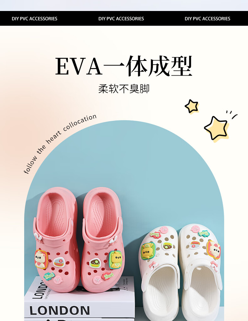 Grace Summer Thick-Soled Closed-Toe Heightening 5CM Perforated Shoes for Women, Cute Outdoor Slippers, Breathable Sandals, Pink, Size 39/40 2