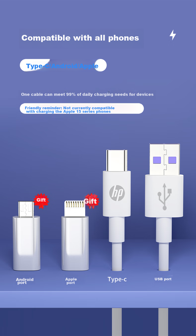 HP Type-C Data Cable 5A, Huawei Super Fast Charging for Mate30/P40pro, Android Phone Charging Cable 2