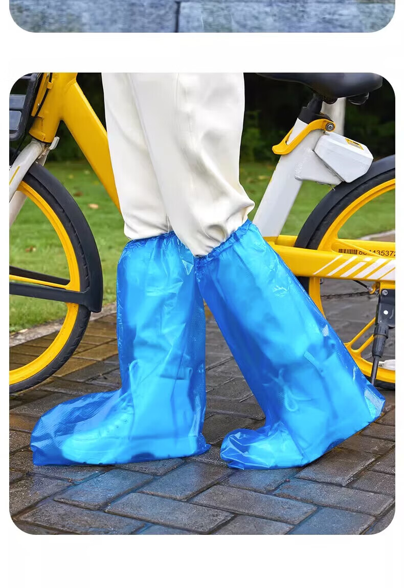 BWNK Disposable Rain Shoe Covers, Thickened And Wear-Resistant, for Adults And Children, Outdoor Portable, Cat Eating Fish Print, 5 Pairs Per Pack 11