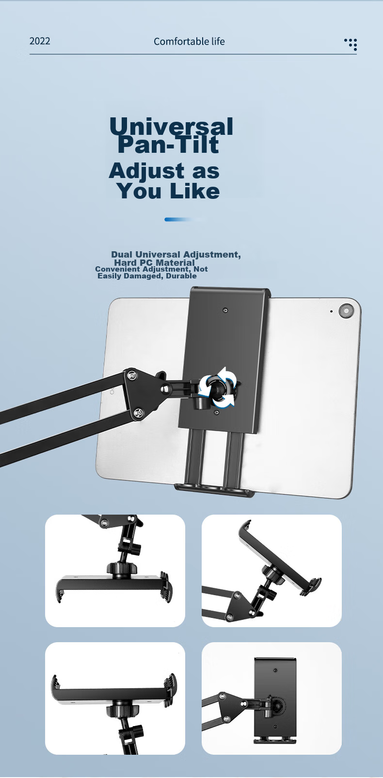 BIAZE [Ultra-Stable] Tablet Stand, Phone Holder for Online Classes And Live Streaming, Bedside Armrest Desktop Overhead Shooting Support Foldable Stand Suitable for Phones/iPads/Tablets 9