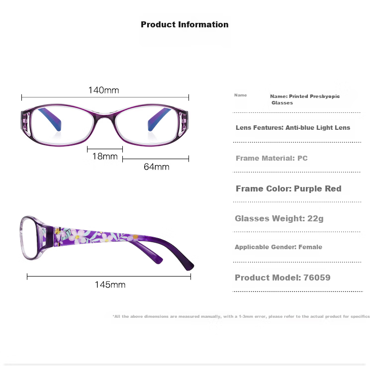 Mr. PuTian Anti-Blue Light Reading Glasses for Women, High-Definition Presbyopic Glasses for Elderly, Red, 100 Degrees (40-49 Years Old) 9