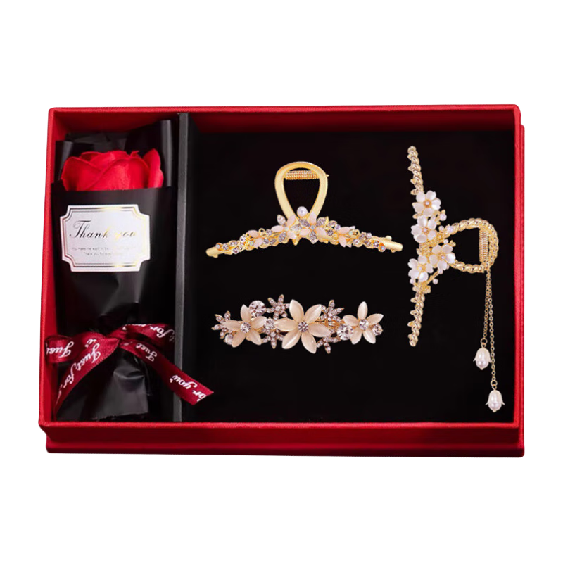 CHIMERA [Noble] 3-Piece Horizontal Tassel Hair Claw Clip, Shark Clip Hairpin, High-End Gift Box, Women's Mid-Autumn Festival Gift