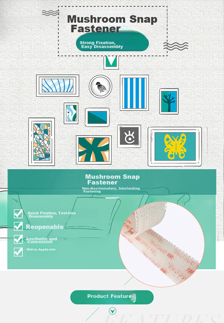 3M Mushroom-Shaped Adhesive Hook Tape, Transparent Wavy SJ3560, Width 2.5cm * Length 100cm * Thickness 6mm 1