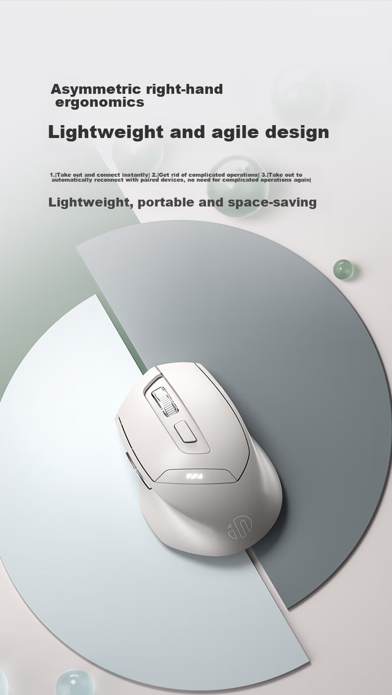 INPHIC DR01 Wireless Gaming Mouse Wired Bluetooth Tri-mode Office Mouse Right-handed Hardware Macro Desktop Laptop 2.4G Portable 12800DPI V2 Black 3