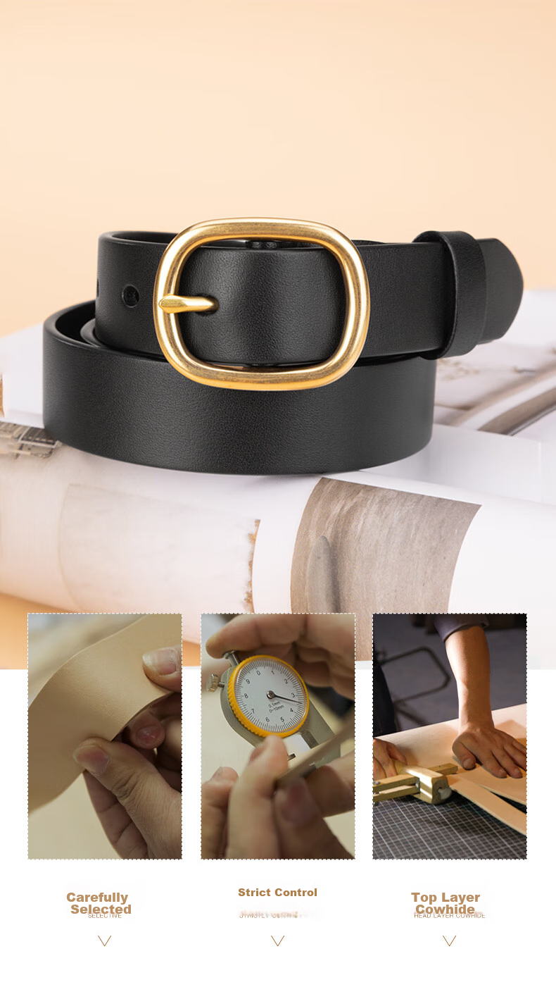 Cattlesboss Women's Leather Belt, Simple Casual Denim Versatile Trouser Belt, Fashionable 5323, Dark Brown, 105cm 7
