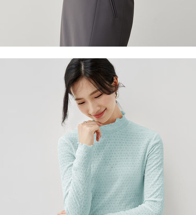 Sentubila Semi-Turtleneck Inner Layer Knit Sweater, Autumn And Winter Top, Petite Women's Warm Long-Sleeve Base Layer, Beige, XL 18