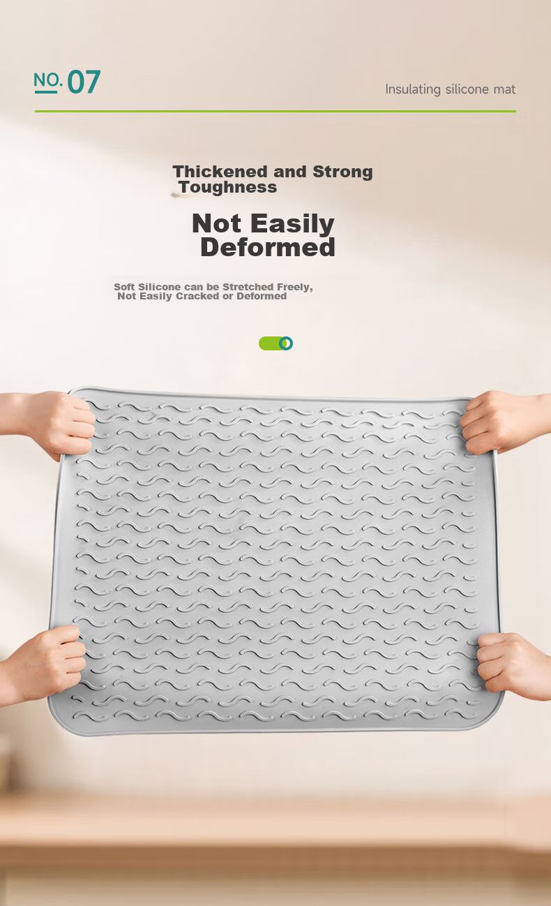 AOmeiyou Heat-Resistant Mat, Draining Pad, Kitchen Silicone Mat, Countertop Pad, Cutting Board Non-Slip Mat, High-Temperature Resistant Anti-Scalding Mat, Placemat 9