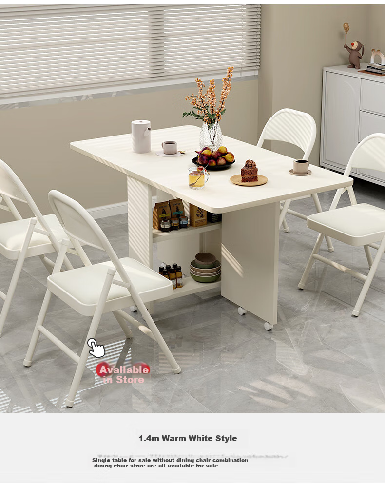 Fanshe Folding Dining Table, Foldable And Extendable, Suitable for Small Apartments, Foldable Dining Table for Home Use, Seats 4-6 People 4