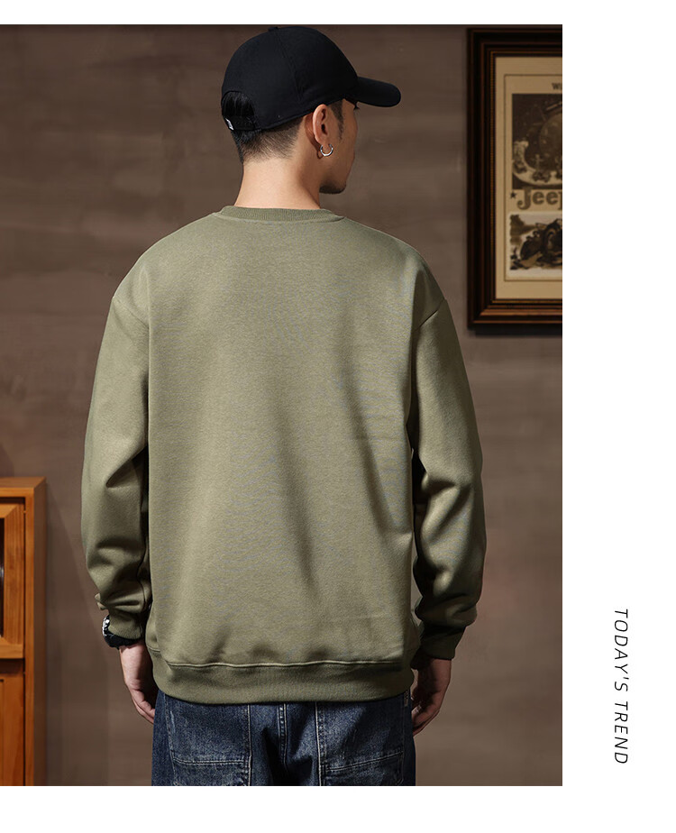 JEEP Men's Sweatshirt, New Spring And Autumn 2026 Style, Trendy Round Neck, Loose Long-Sleeve Casual Sportswear Top for Men, Fashionable 21