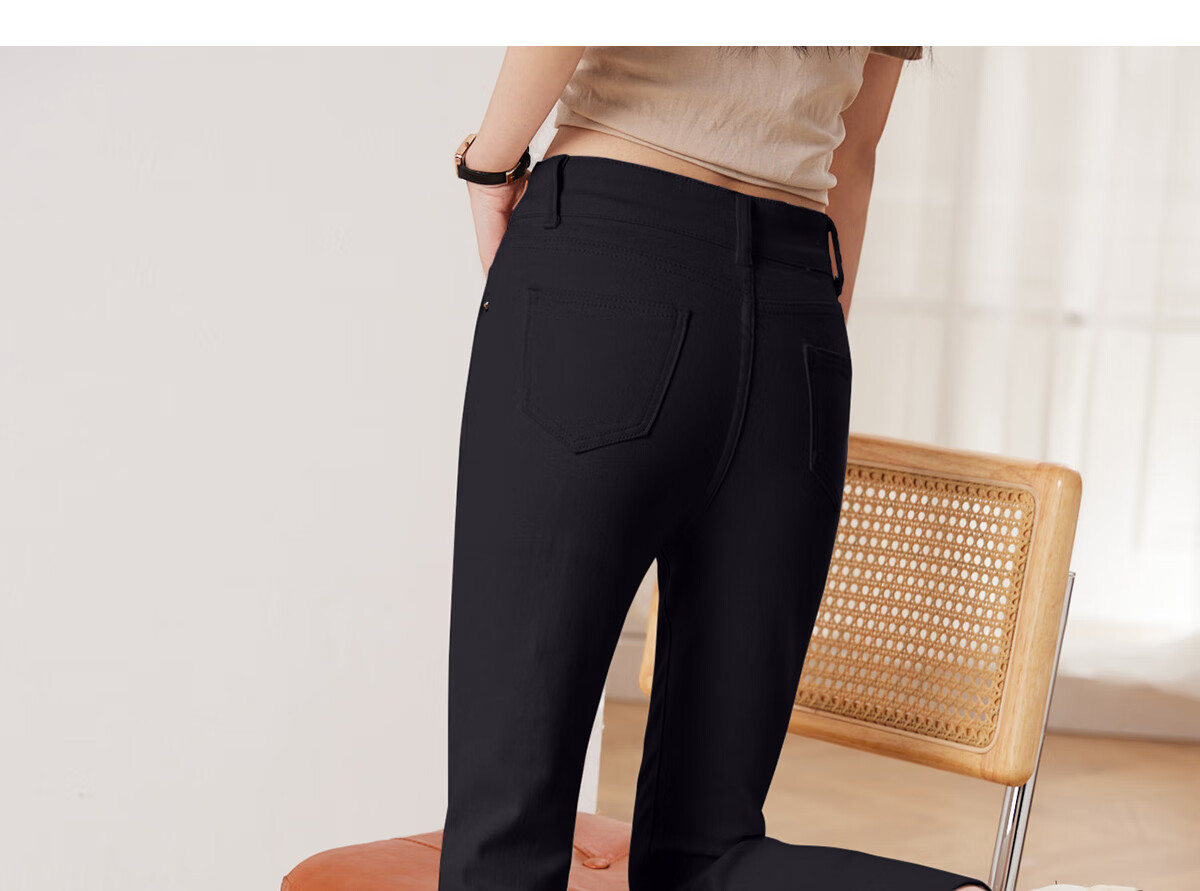 She Enjoy Women's High-Waist Draped Straight-Leg Jeans Fashion Slimming Cropped Pants T141N1101 23
