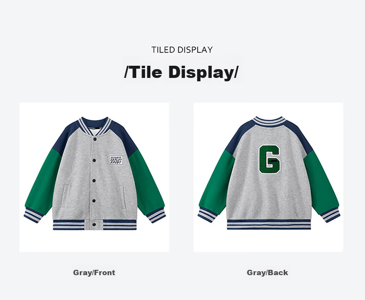 Zuoxi Boys' Baseball Jacket, Autumn Wear 2026 New Style, Children's Spring And Fall Jacket, Korean-Style Trendy Outerwear, Gray, Size 110 7
