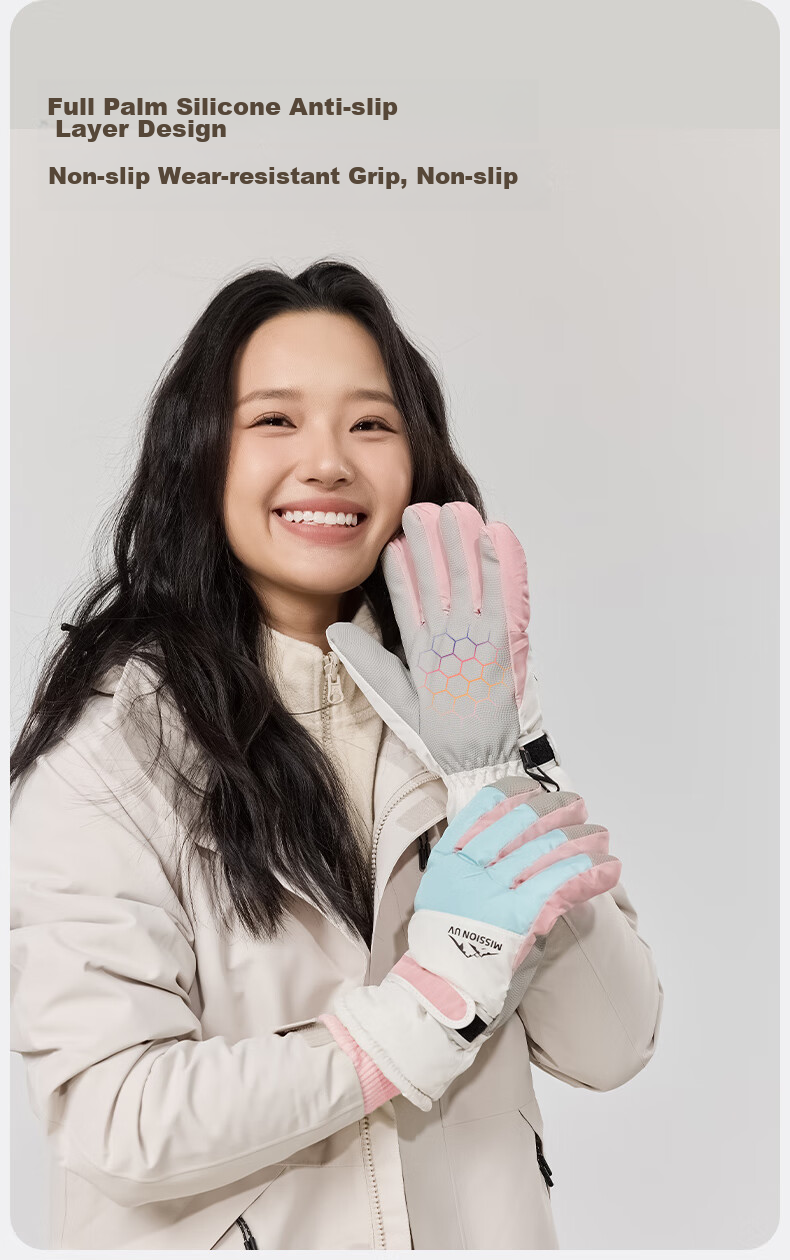 MISSION UV Ski Gloves for Women, Winter Thickened Fleece-Lined Windproof Cold-Resistant Water-Repellent Autumn And Winter Cycling Touchscreen Warm Gloves 7
