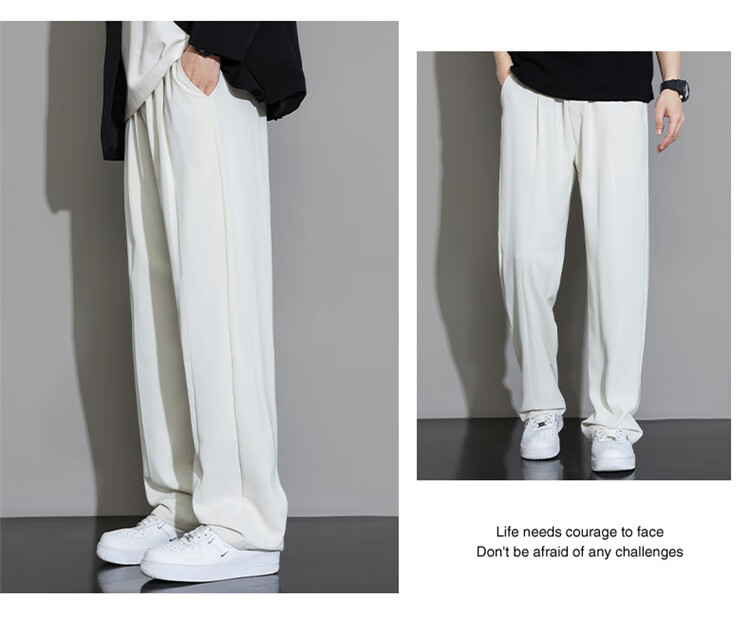 Touhaoqingnian Casual Pants for Men, Spring And Autumn Loose-Fitting High-Quality Draping Tapered Trousers, Plus Size Wide-Leg Dress Pants, Black, M 13