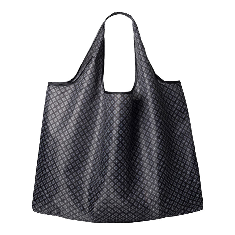 Kelianghuizi Travel Folding Storage Bag, Outdoor Picnic Handbag, Household Portable Eco-Friendly Shopping Bag, Grocery Bag, Black Grid