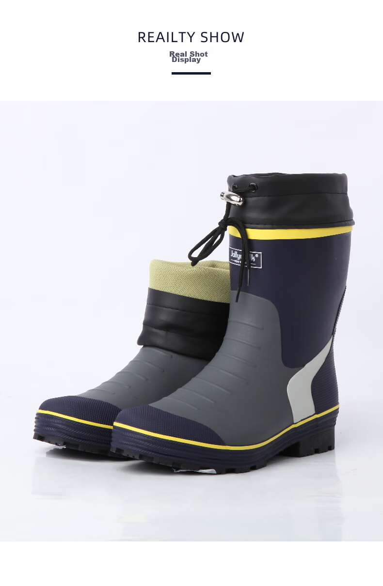 Jolly Walk Water Shoes, Rain Boots for Men, Mid-Calf Waterproof Fishing Boots, Rubber Overshoes, Galoshes JW219 Red And Black 45 16