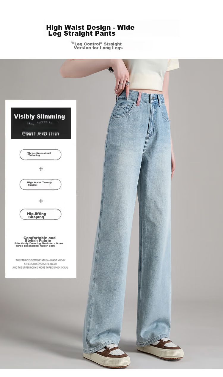 Dme [Sweet Cool Lady Style] Embroidered Tassel Jeans for Women, Spring And Summer Popular Loose Casual Non-Stretch Straight Wide-Leg Pants 8