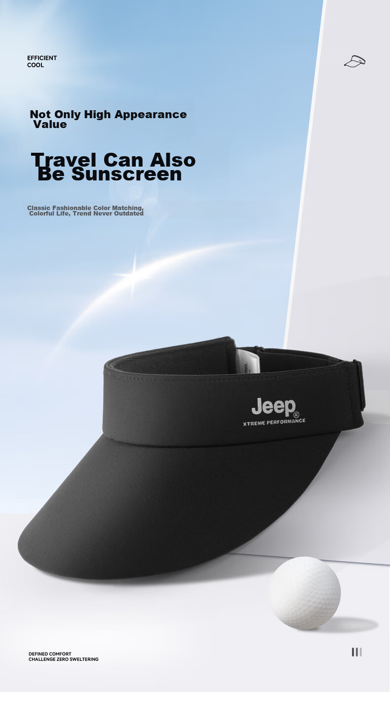 Jeep Sun Protection Hat for Men And Women, Outdoor Sun Visor Cap, Wide Brim Breathable Fishing Hat, Quick-Drying Visor Cap 4