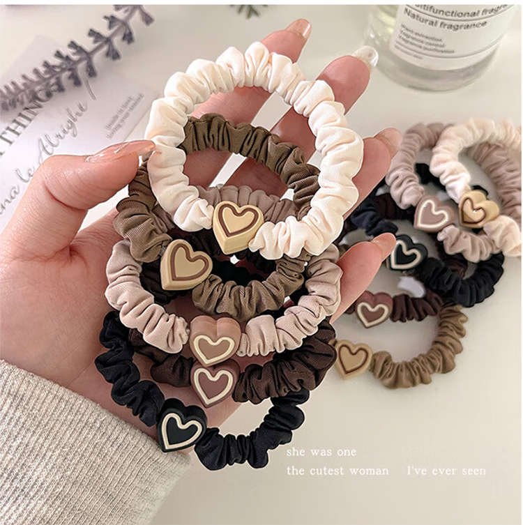 Jingxiaodi 5 Heart-Shaped Hair Ties for Women, Bun Maker, High Elasticity Rubber Bands, Hair Ties, Non-Damaging Hair Bands, Hair Accessories 13