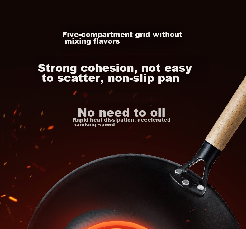 Zhangxiaoquan Uncoated Chinese Stir-Fry Wok, Fine Iron Pot, Hammered Pattern Bottom, Gas Stove Specific Model, 30cm with Lid, C30830300 19