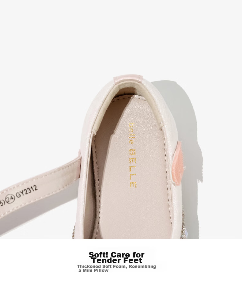 Belle Children's Shoes [Exclusive Style], Girls' Leather Shoes, Kids' Princess Shoes, Baby Crystal Shoes, Spring And Autumn Flats, Pink, Size 30 9