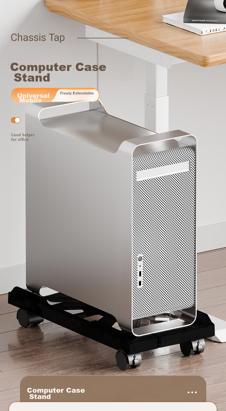 LinkStone Desktop Computer Case Stand, Movable Case Bracket Base, Storage Rack Tray for Computer Case, Universal Wheels with Lock And Brake, Adjustable Size, Easy Installatio 2