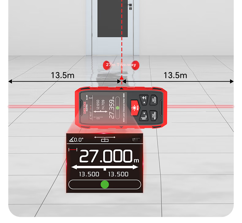 DELIXI ELECTRIC Green Light Laser Distance Meter Cross Line Tape Measure 3-in-1 High Precision Multifunction Electronic Ruler Lithium Battery Version 100m 10