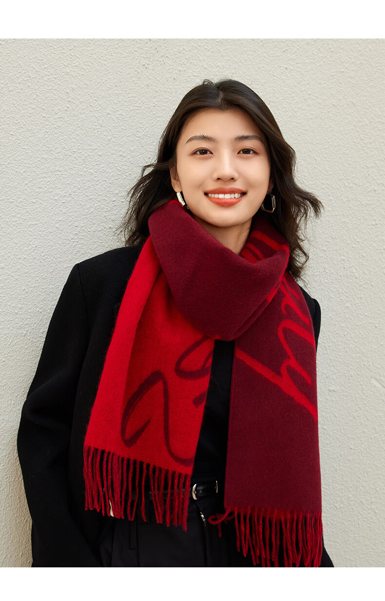 Siggi Wool Scarf for Women, Autumn And Winter Letter Shawl, Thickened Warm Simple Neck Wrap, Birthday Christmas Gift Box Set for Wome 28