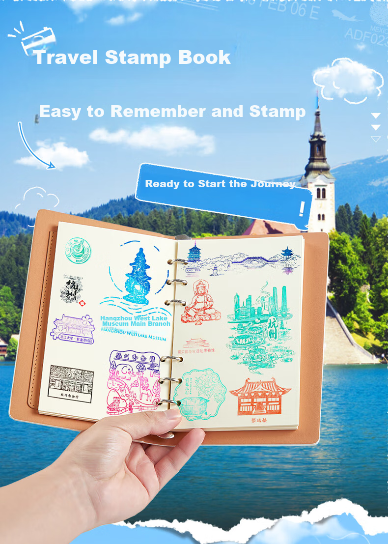 Jiaranheng Travel Stamp Collection Notebook, Blank Pages A6, Stamp Collection Book, Loose-Leaf Notebook, Beijing Palace Museum Tourist Spot Journal, Souvenir, Red 1