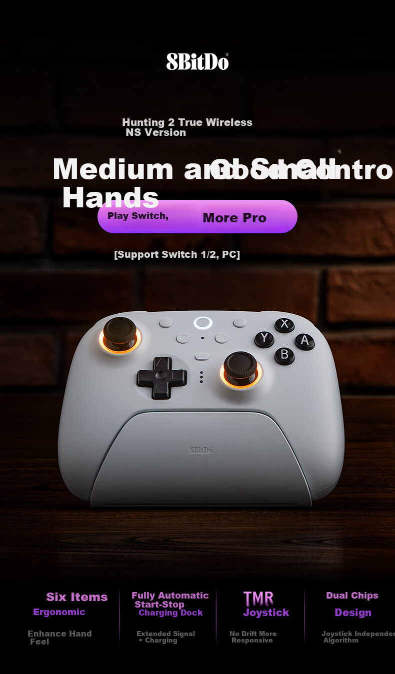 8BitDo Lie 2 True Wireless NS Version Game Controller Switch2 Dual Triggers Ns2 TMR Joystick Three-Mode PC Computer Steam The Legend of Zelda: Breath of the Wild Pokemon Legends: Arceus 2