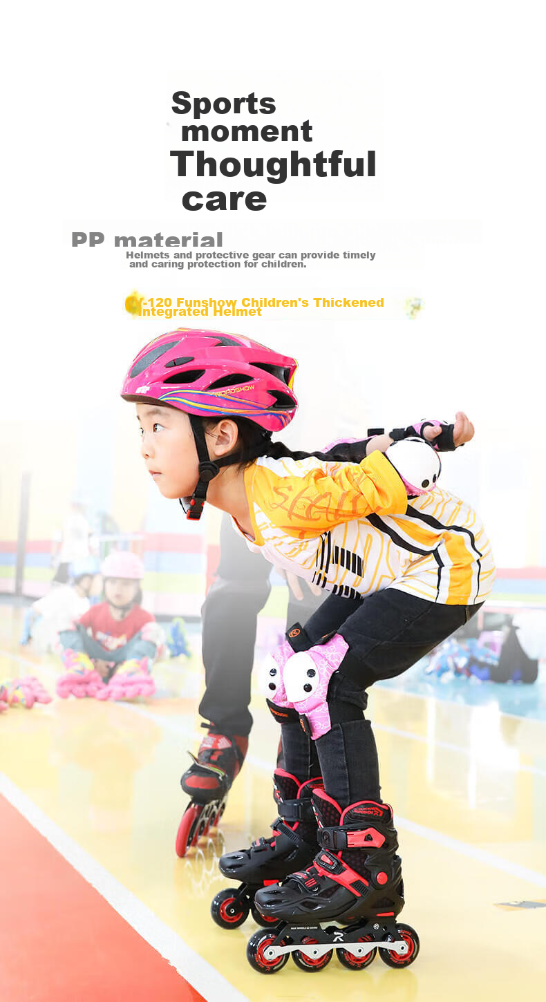 ROADSHOW Children's Protective Gear Set: Helmet, Skateboard, Roller Skates, Breathable 3D Set for Boys And Girls, Pink, Size M 1