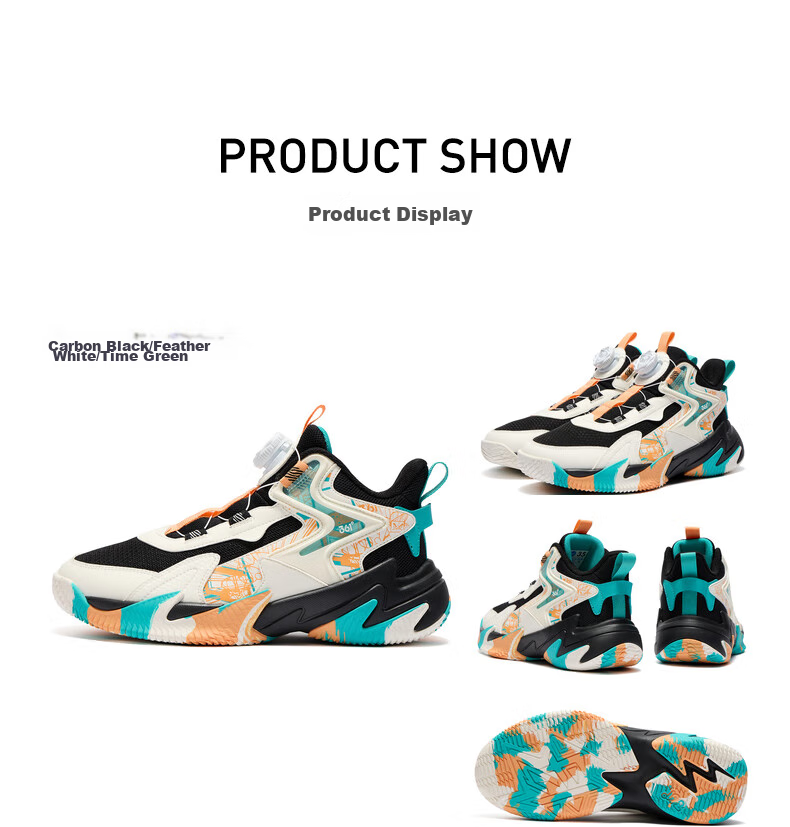 361° Children's Sports Shoes, All-Season Youth Basketball Shoes with Durable Rotating Buckle, Blue, Size 40 56