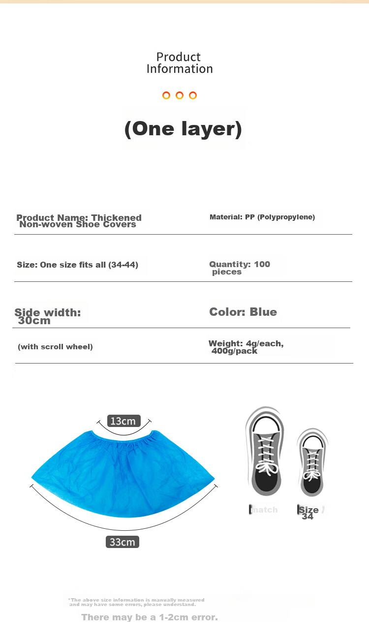 YOUAO Disposable Shoe Covers, Non-Woven Fabric, 100 Pieces, Extra Thick, Indoor Breathable, Dust-Proof Foot Covers, Wear-Resistant, Non-Slip, Enlarged Size, 400g 3