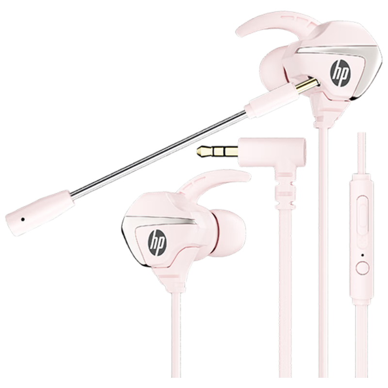 HP DHH-3113 Gaming Wired Headset, In-Ear Microphone with Smart Noise Cancellation, Microphone for Mobile Phones And Computers, E-Sports Deep Bass Gaming And Music Headphones, Pink
