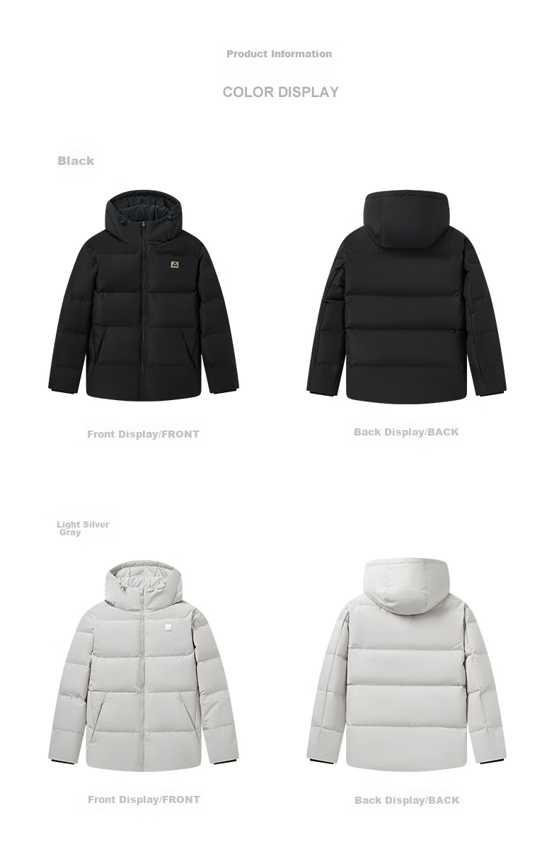 PEAK Yuxue down Jacket, Spring Season, Triple Protection Technology, Short Style, Men's Duck Down, Windproof, Warm Sports Coat, DF544121 26