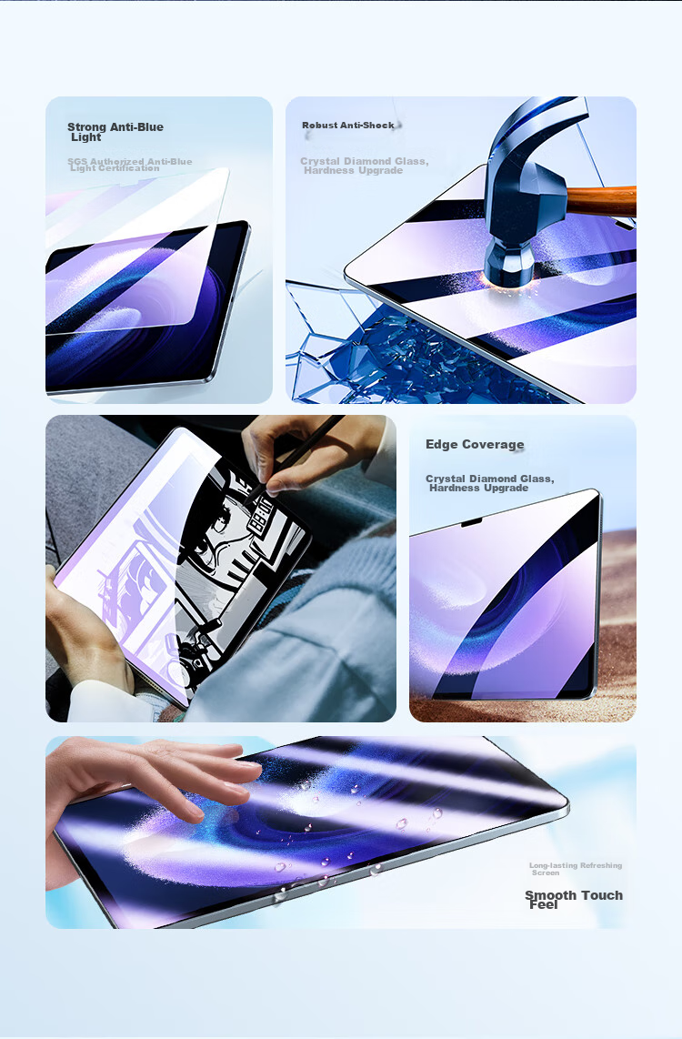 BIAZE Tempered Glass Screen Protector for Xiaomi Pad 6 MAX, 2023 Tablet, 14-Inch Anti-Blue Light Protective Film, Scratch-Resistant Full Screen Protector PM205 2