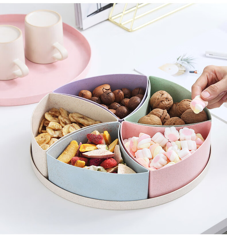 Jinghuisichuang Fruit And Nut Snack Storage Box, Dried Fruit And Nut Tray, Melon Seed Dish, Nuts And Seeds Plate, Stylish Creative Candy Box 8