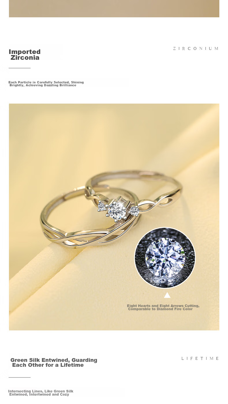 MANHE S925 Silver Couple Rings, Matching Pair for Engagement And Wedding, Diamond Rings for Women And Men, Birthday And Valentine's Day Gift 8