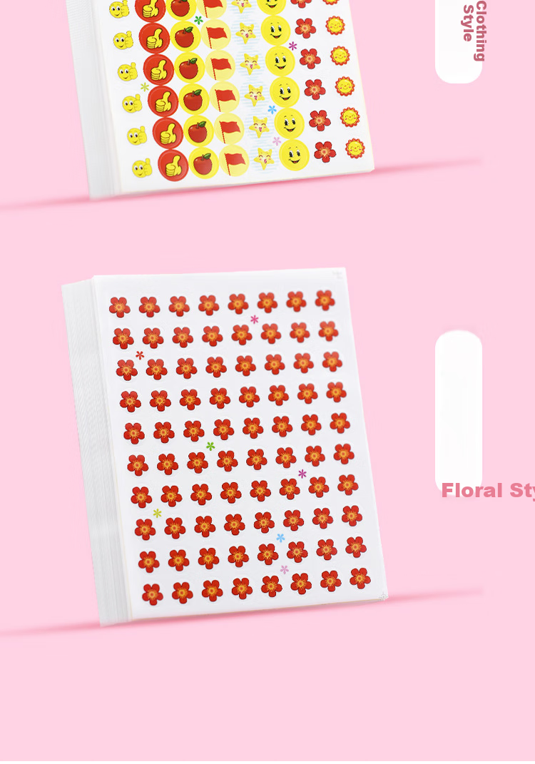 Yuhe Reward Stickers, Praise Stickers for Primary School And Kindergarten Students, Self-Adhesive Small Stickers, Red Flower Thumb Smiley Face Journal Stickers, Children's Prizes, 50 Pieces, Mixed Assortment Pack 5207 12