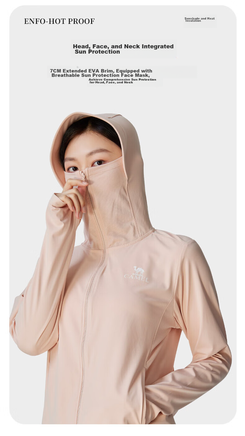 CAMEL Original Yarn Sun Protection Clothing for Men, 2024 Spring And Summer New Style, Cool And Breathable Outdoor Sun Protection Skin Coat Jacket for Women, 0003 10