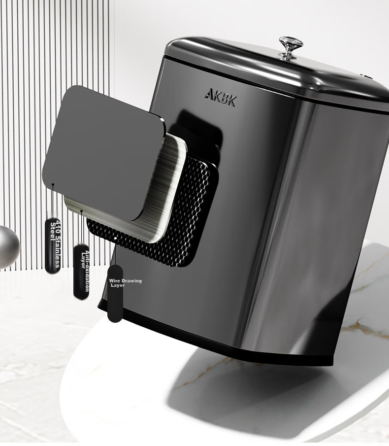 AKBK Stainless Steel Tea Water Bucket Trash Can, 12L Black Titanium Gold Tea Residue Bucket, Water Storage Bucket with Dry And Wet Separatio 10