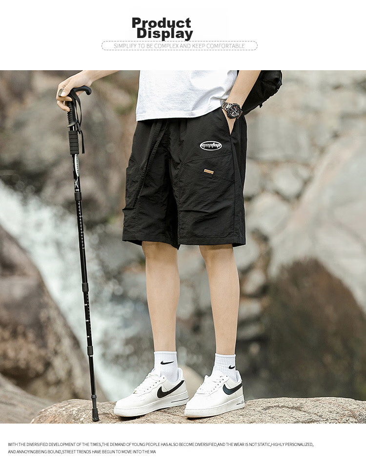 MMOPTOP Japanese-Style Outdoor Work Shorts for Men, Summer Trendy Straight-Leg Sports Casual Loose Pants CH04 Light Green 2XL 10