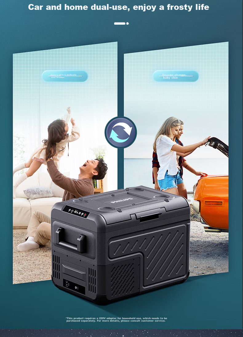 PHILIPS Car Compressor Refrigerator, Dual-Use for Vehicle And Home, 12V/24V, Freezing And Refrigeration TB5401, Outdoor And Indoor Use 20