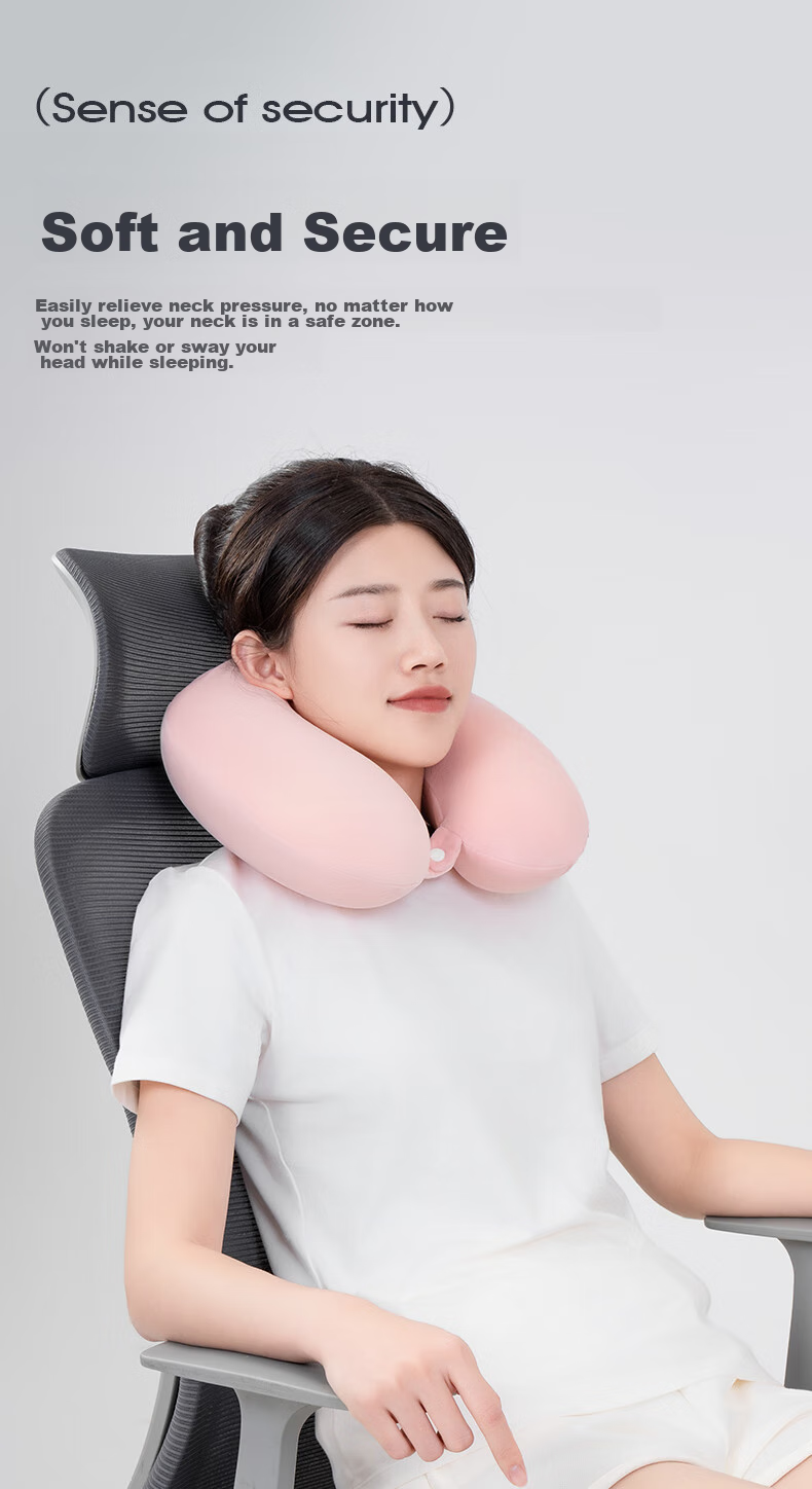 JAGO U-Shaped Neck Pillow, Cervical Pillow, U-Shaped Neck Support Pillow, Airplane Travel Headrest, Memory Foam Nap Pillow, Cervical Spine Pillow, Beige 4
