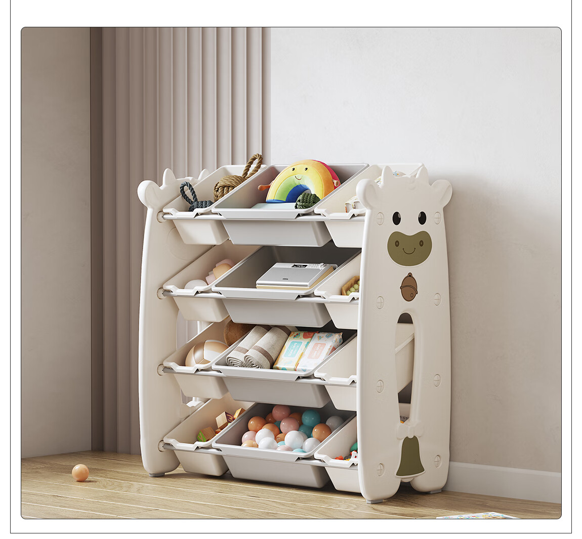 Babyviva Children's Toy Storage Rack, Large Capacity, Baby Supplies, Home Floor-Standing Bedroom Organizer, Four-Tier Thickened Set 26
