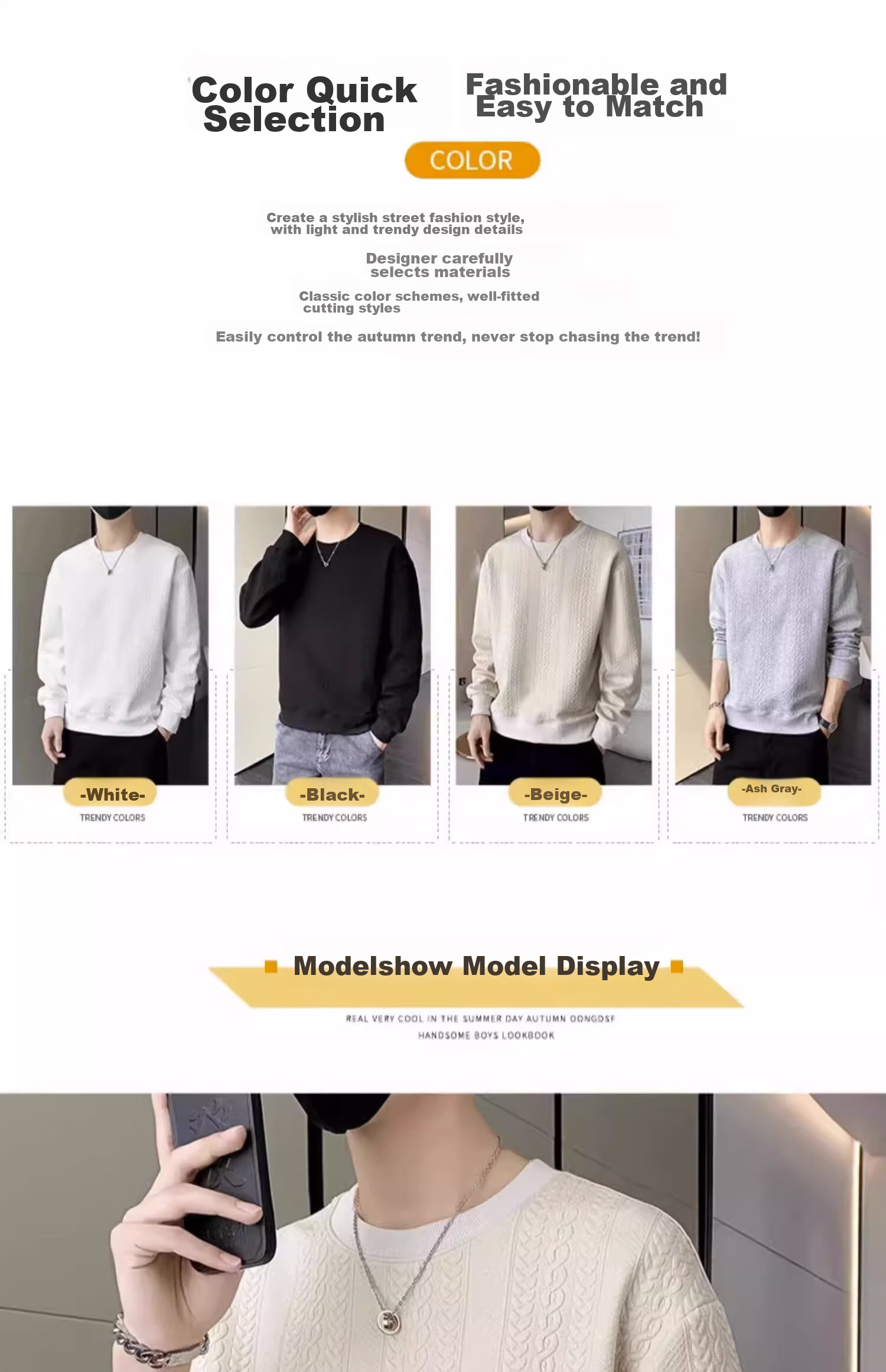 Dingfengbaoluo Men's Long-Sleeve T-Shirt, Spring Versatile Fashion Jacquard Sweatshirt, Loose Trendy Top, JE2221 Black 4XL 8