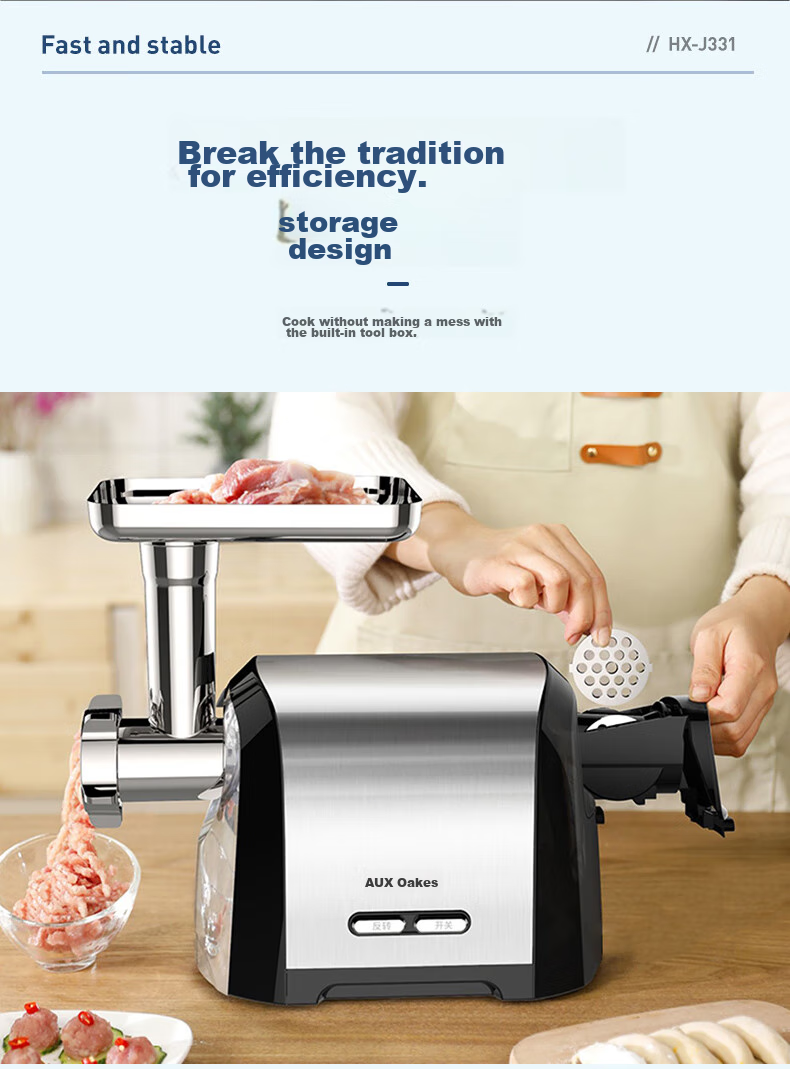 AUX Meat Grinder Sausage Stuffer, Multi-Functional Electric Home And Commercial Use Mincer And Mixer, Meat Chopper, Garlic Crusher, Large 400W Power Sausage Stuffing Machine for Sausages And Sausage Casings 11