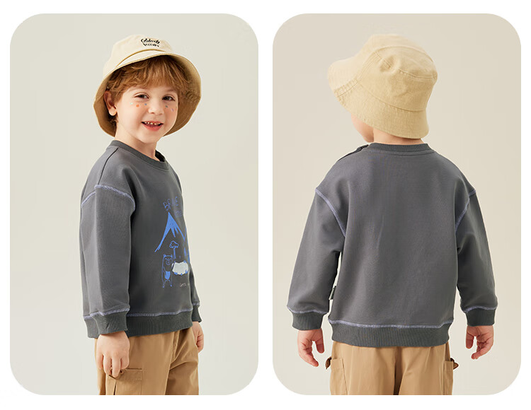 MQDMINI Boys' Sweatshirt, Children's Round Neck Top, Stylish And Trendy Clothing for Young Kids, French Toast Bluebell 15
