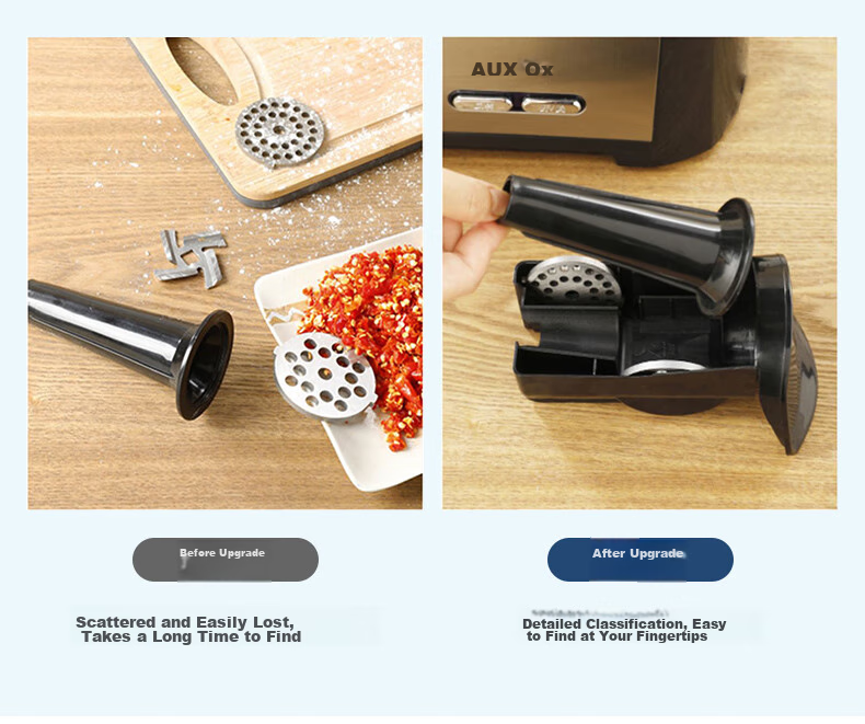 AUX Meat Grinder Sausage Stuffer, Multi-Functional Electric Home And Commercial Use Mincer And Mixer, Meat Chopper, Garlic Crusher, Large 400W Power Sausage Stuffing Machine for Sausages And Sausage Casings 12