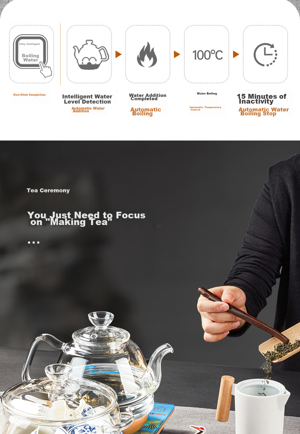 KAMJOVE One-Touch Fully Automatic Bottom Water-Filling Electric Kettle, Glass Intelligent Temperature-Controlled Electric Tea Stove, H9 Yiyhe Garden Co-Branded Editio 8